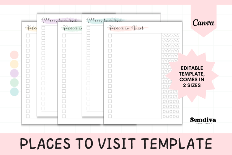 Places To Visit Editable Template 2 | Travel Planner