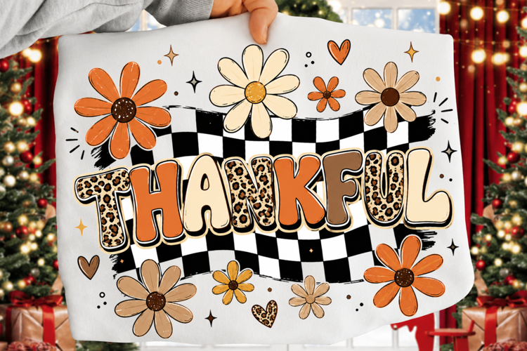 Retro Thanksgiving Thankful PNG Sublimation Design file
