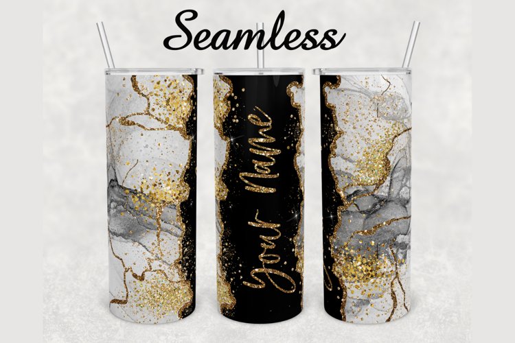 Gray Alcohol Ink Gold Agate 20 oz sublimation design tumbler