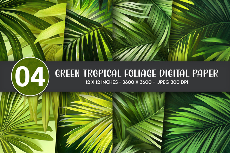 Green Tropical Foliage Digital Paper example image 1