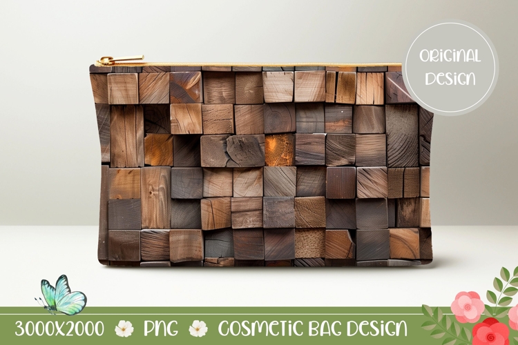 Wooden Cosmetic Bag, Abstract Cosmetic Bag Design