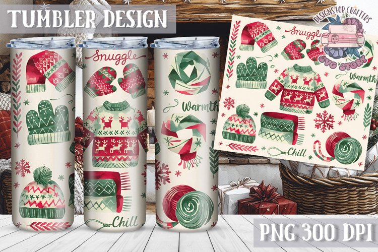 Sublimation Tumbler WRAP Christmas Design Quote Watercolor