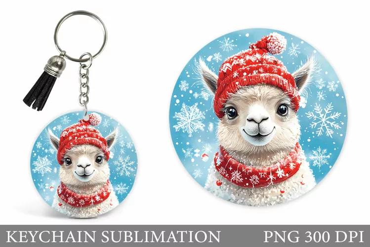 Christmas Lama Keychain. Cute Lama Keychain Design