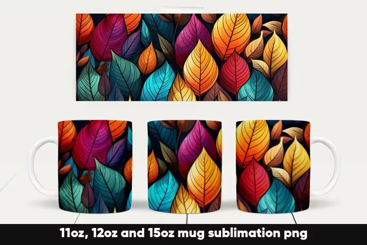 Fall autumn leaves mug wrap sublimation