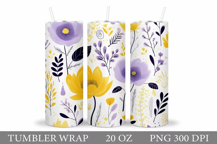 Flowers Tumbler Wrap Design. Sublimation Tumbler Flowers