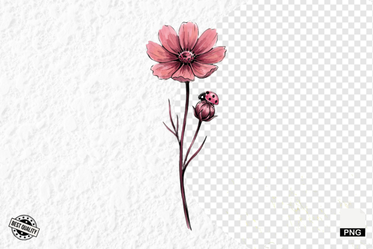 Summer Wildflowers   Lady Bugs Clipart