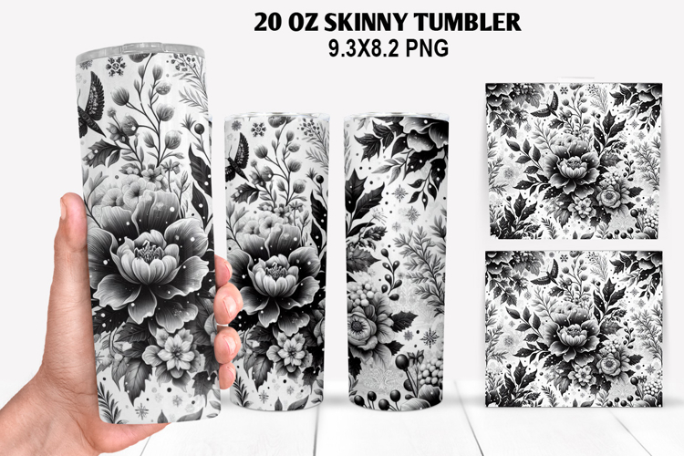Flowers Skinny Tumbler 20oz Wrap Design, Spring Tumbler Wrap