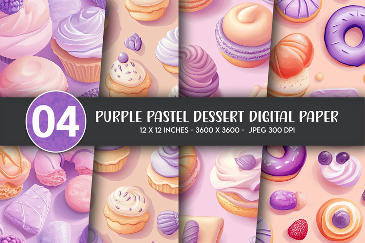 Purple Pastel Dessert Digital Paper