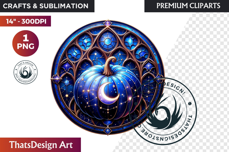 Halloween Gothic stained Glass Pumpkin Clipart