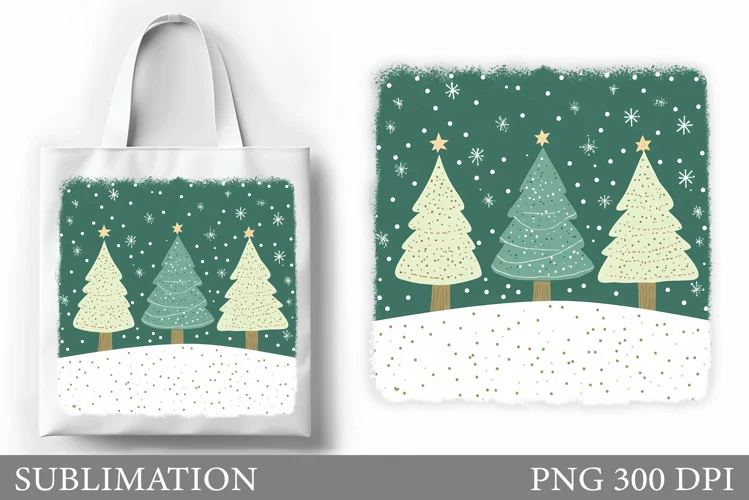 Christmas Tree Tote Bag. Christmas Tote Bag Sublimation