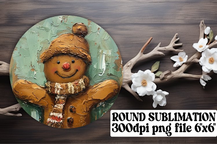 Cheerful Round Design Sublimation, Gingerbread