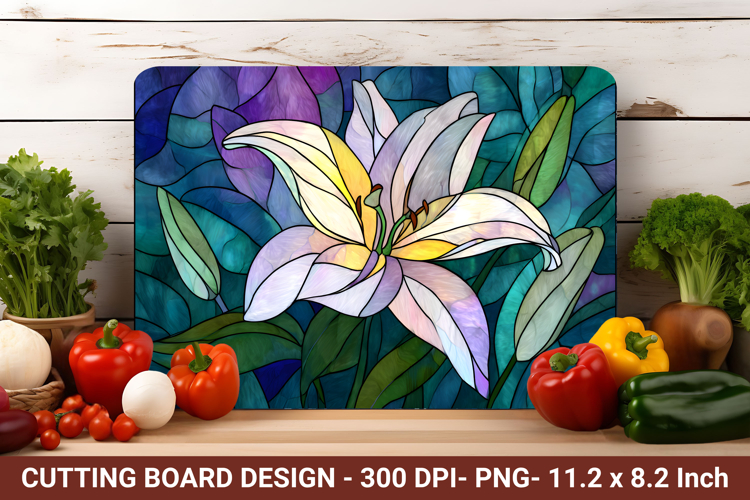Stained Glass Lily Flower Cutting Board | Cutting Board Png