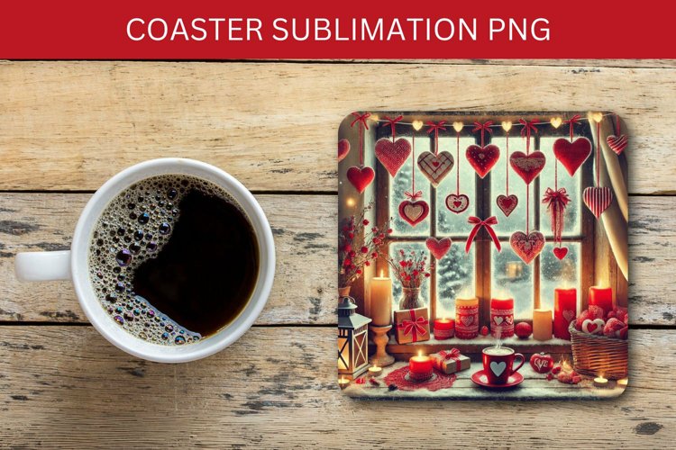 valentine square coaster - hearts room example image 1