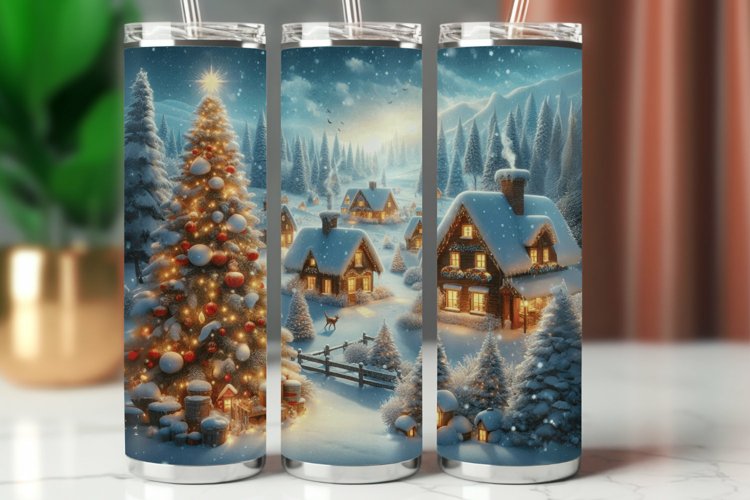 Tumbler Wrap 20 oz - christmas village