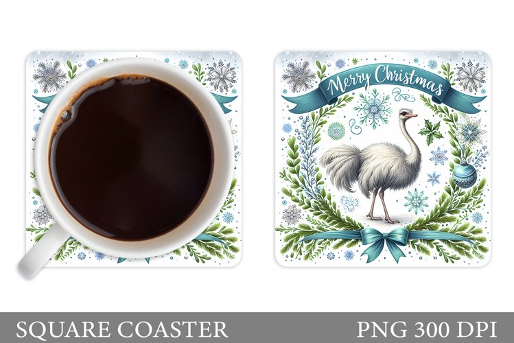Christmas Ostrich Coaster. Christmas Coaster Sublimation example image 1