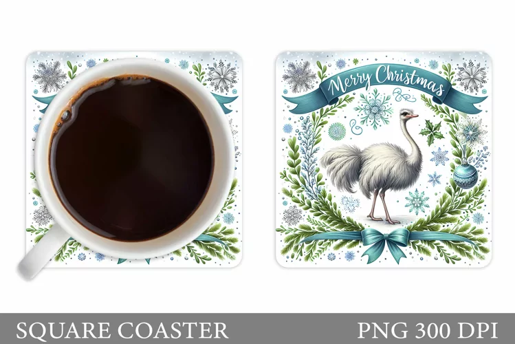 Christmas Ostrich Coaster. Christmas Coaster Sublimation