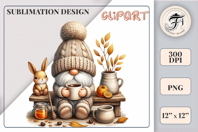 Cute Gnome | Sublimation Design | Png | Watercolor Clipart