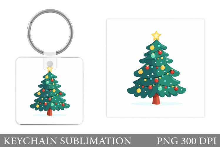 Christmas Tree Keychain Sublimation. Winter Keychain Design