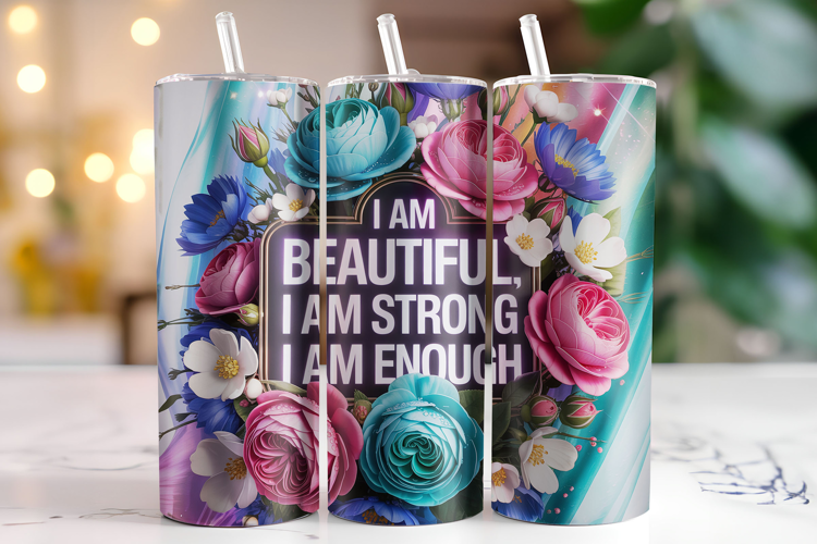 I am beautiful I am Strong I am Enough Tumbler Wrap