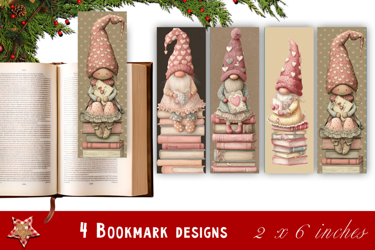 Watercolour Beautiful gnome with heart Bookmarks Sublimation