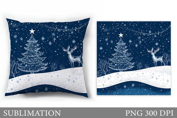 Christmas Deer Pillow Design. Christmas Pillow Sublimation example image 1