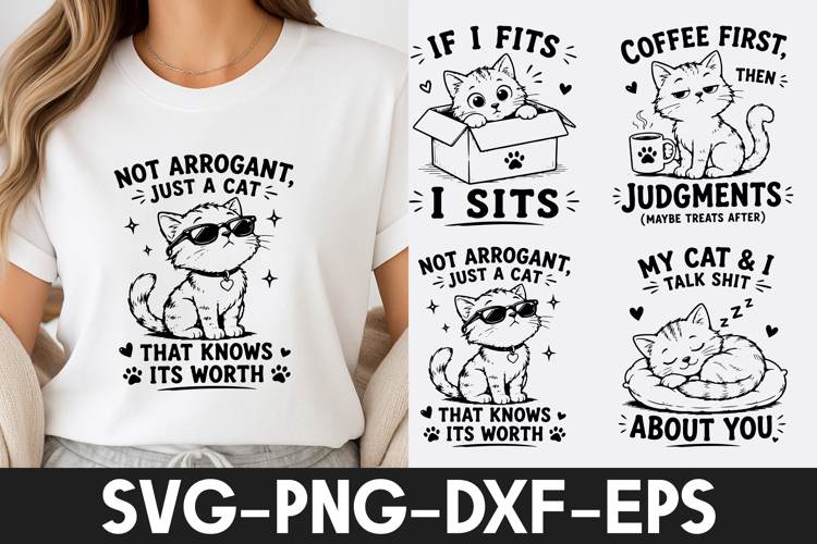 Funny Cat SVG | Cute Cat Quotes PNG DXF EPS Cricut Cut File
