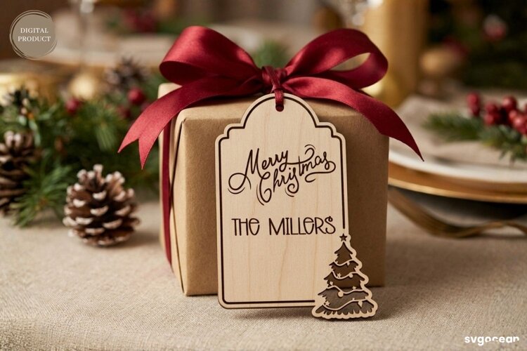 Christmas Tree Gift Tag Laser Cut | Glowforge | SVG example image 1