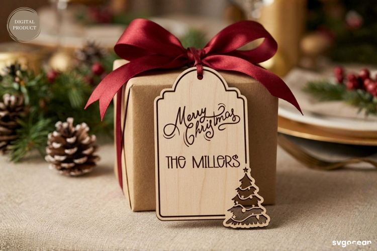 Christmas Tree Gift Tag Laser Cut | Glowforge | SVG