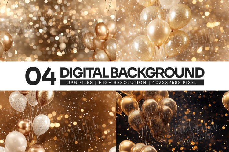 Elegant Gold Balloon Bokeh Background example image 1