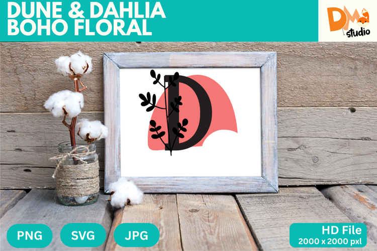 Dune   Dahlia Boho Floral Monogram