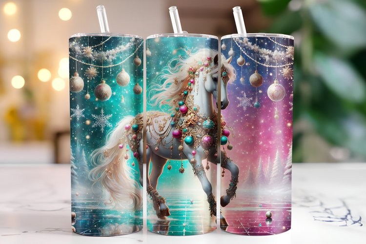 Christmas Horse Tumbler Wrap | Sublimation | Tumblers