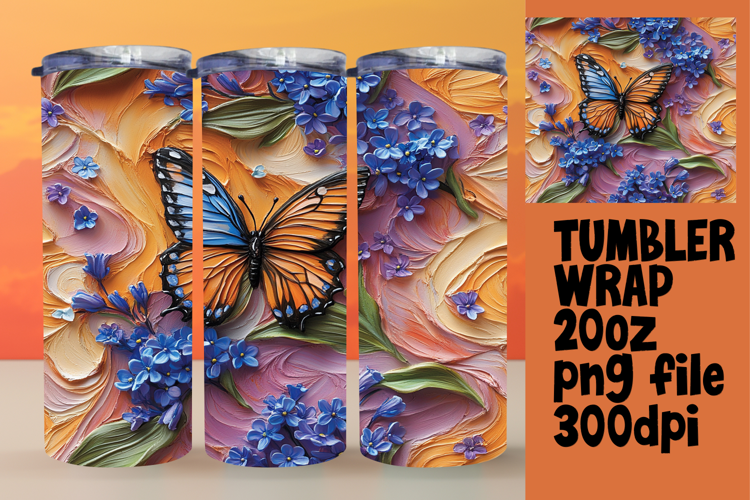 HIGH-QUALITY 20oz Tumbler PNG , 3D Flower