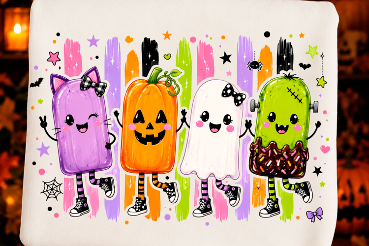 Cute Halloween Popsicle Squad PNG