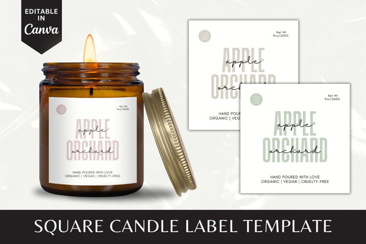Custom Square Candle Label Canva Template - 1 example image 1