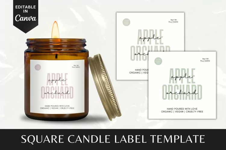 Custom Square Candle Label Canva Template - 1