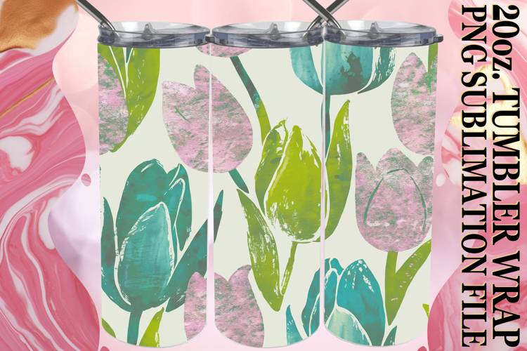 Uplifting Sublimation 20oz tumbler wrap, Flower Pattern example image 1