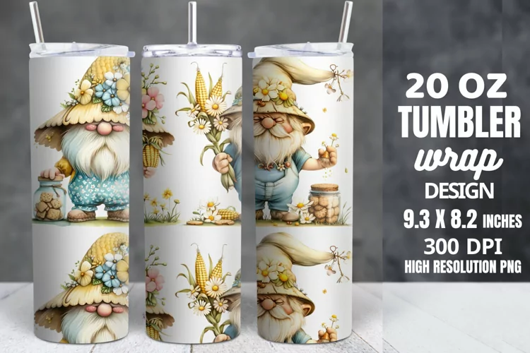 Spring Gnome Skinny Tumbler Sublimation