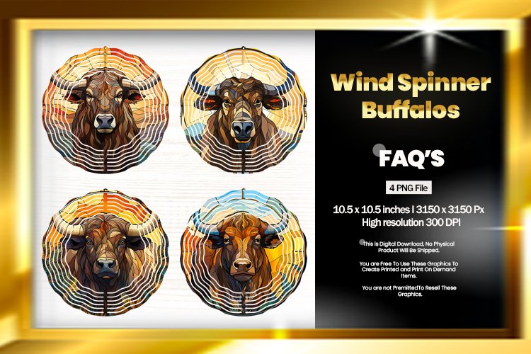 Buffaloes Wind Spinner Sublimation - 04 Variations example image 1