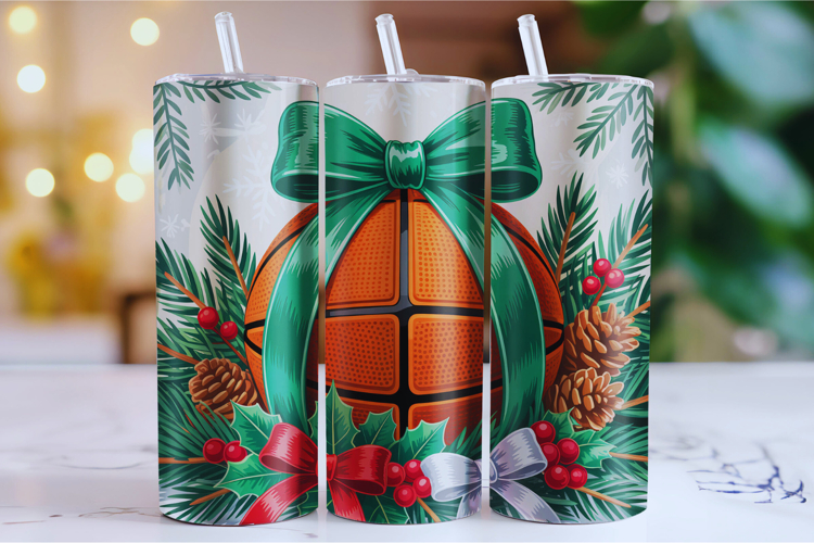 Merry Basketball Tumbler Wrap | Christmas Wrap