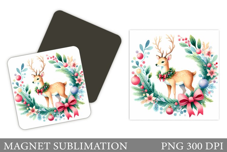 Christmas Deer Magnet Design. Christmas Magnet Sublimation