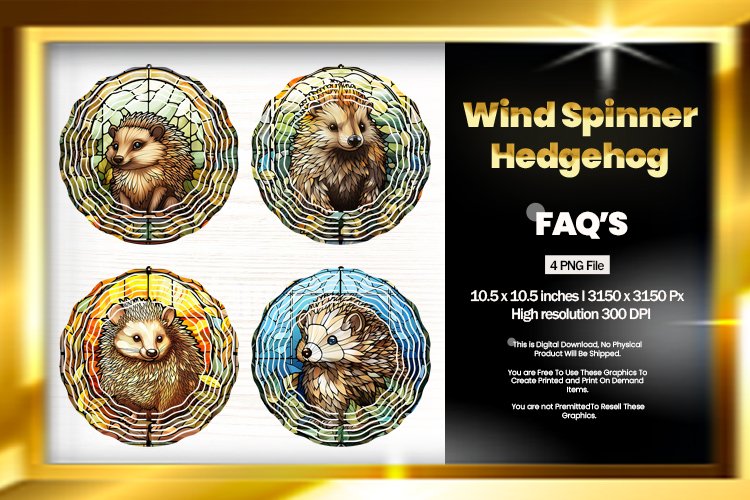 Hedgehog Wind Spinner Sublimation - 04 Variation example image 1