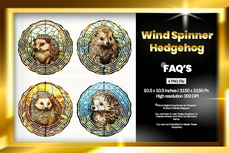 Hedgehog Wind Spinner Sublimation - 04 Variation