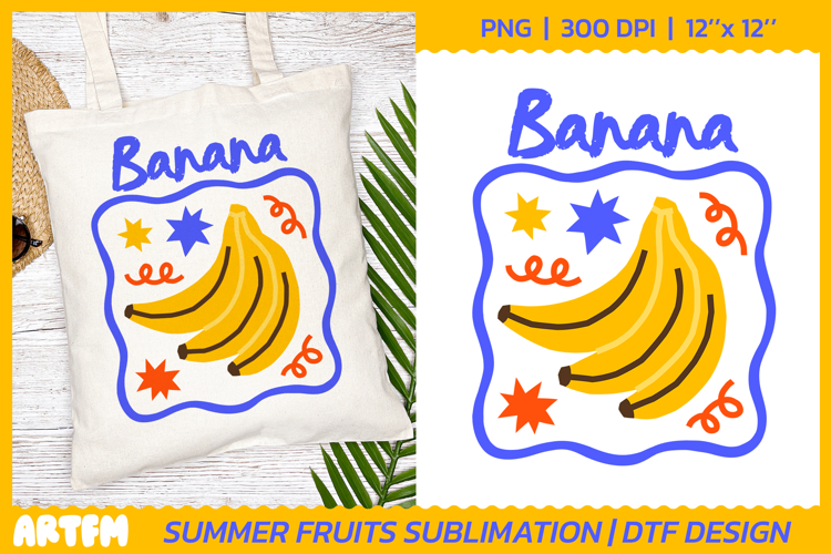 Banana Sublimation PNG | Tropical Fruits DTF Print