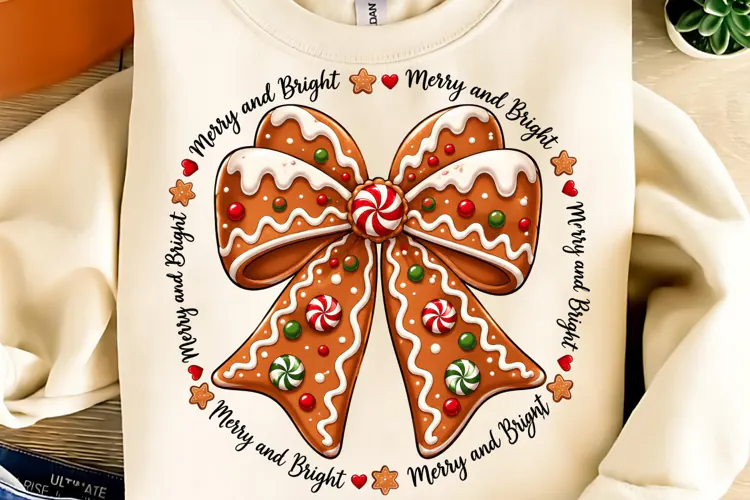 Merry and Bright PNG, Christmas Bow PNG, Funny Christmas PNG