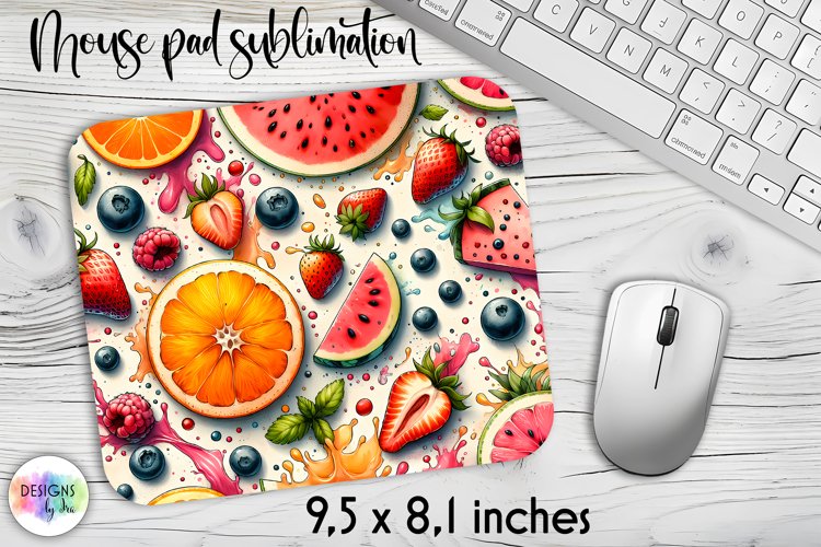 Mixed Fruits Mouse Pad, Tropical Summer Fruits Sublimation example image 1