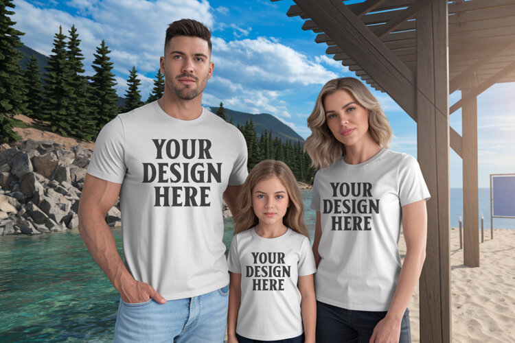 Bella Canvas 3001 Family Group T-Shirt Mockup example image 1