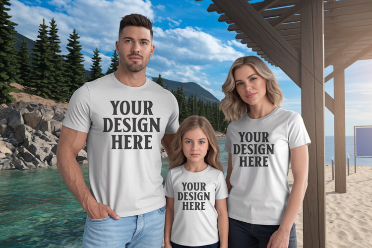 Bella Canvas 3001 Family Group T-Shirt Mockup
