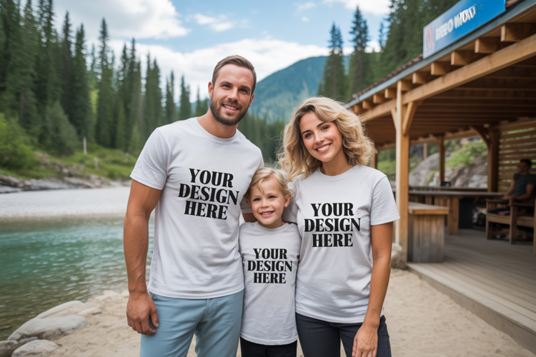 Bella Canvas 3001 Family Group Mockup | Matching T-Shirt Fla