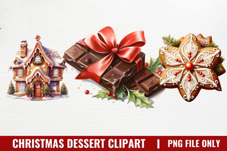 Christmas Dessert Clipart Sublimation, Dessert Clipart example image 1