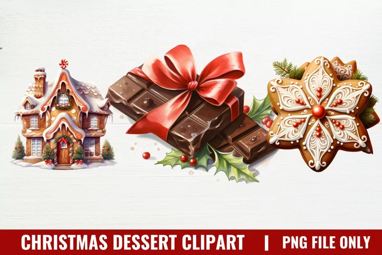Christmas Dessert Clipart Sublimation, Dessert Clipart